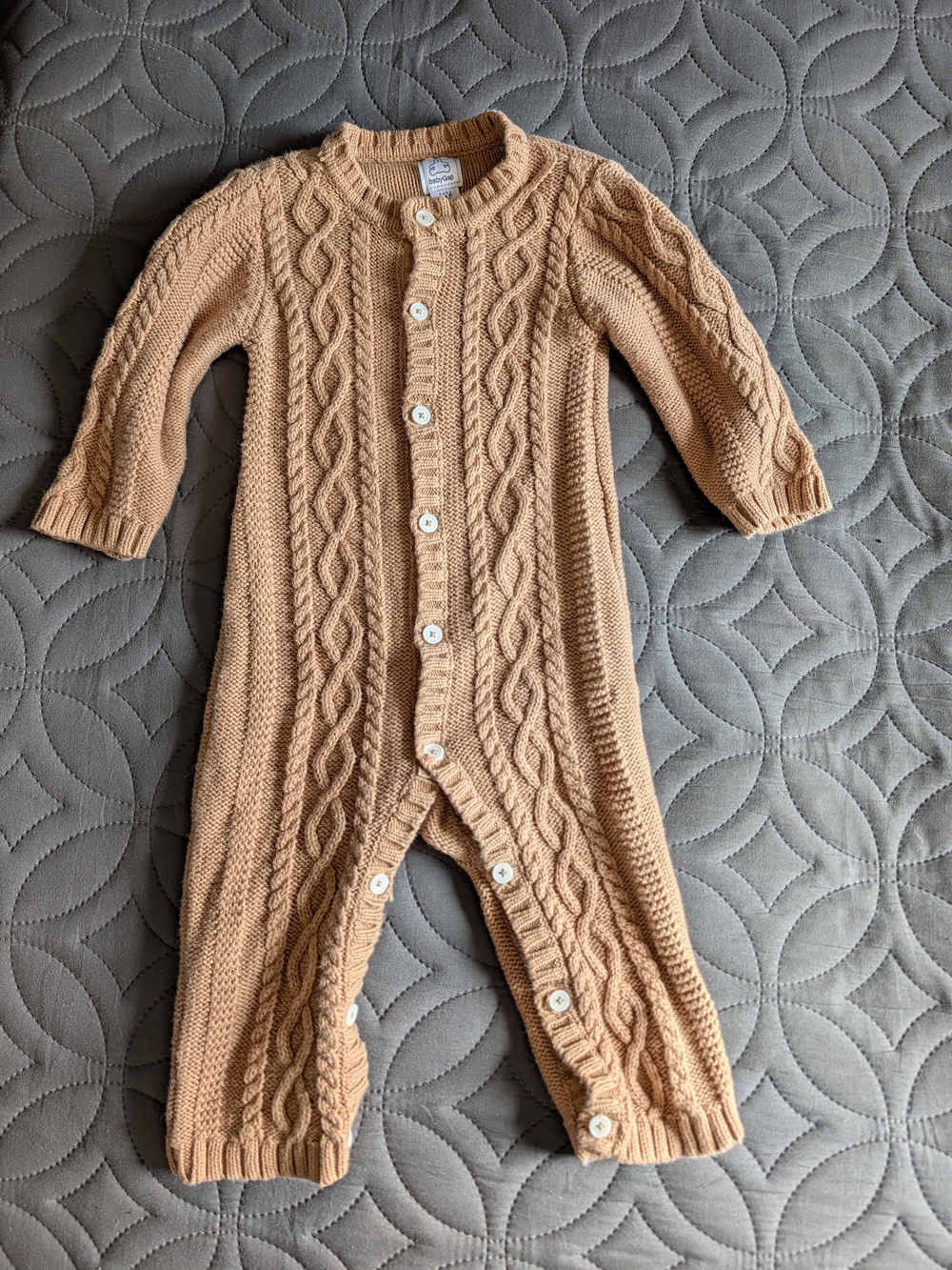 GAP Camel Cable-Knit Sweater One-Piece Bodysuit